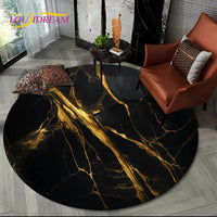 Luxury Marble Round Area Rug - Non-Slip Living Room Carpet