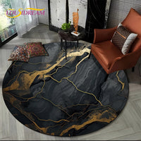 Luxury Marble Round Area Rug - Non-Slip Living Room Carpet