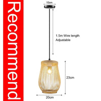 Handwoven Bamboo Rattan Pendant Light - Natural Wicker Ceiling Lamp