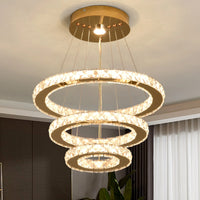 Remote Control Crystal Pendant Chandelier - Smart LED Hanging Light