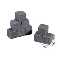 Reusable Whiskey Stones Set - 6-Piece Chilling Rocks with Pouch
