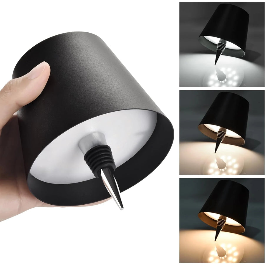 Wireless Bottle Table Lamp - 3 Color Touch Dimming Accent Light