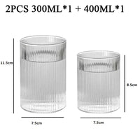 Japanese Vertical Pattern Glass Cup - Handmade Wine & Coffee Drinkware