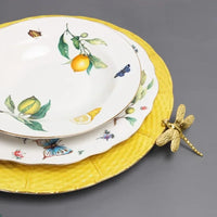 Lemon Pattern Ceramic Dinner Plate - Elegant European Tableware