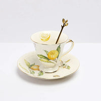Lemon Pattern Ceramic Dinner Plate - Elegant European Tableware