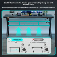 Gaming Desk with Monitor Stand - Carbon Fiber Textured Computer Table