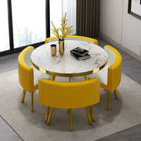 80cm Marble Round Dining Table Set - Modern Table with 4 Chairs