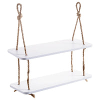 Rustic Wooden Wall Shelf Rack - Hook Mounted Storage Organizer