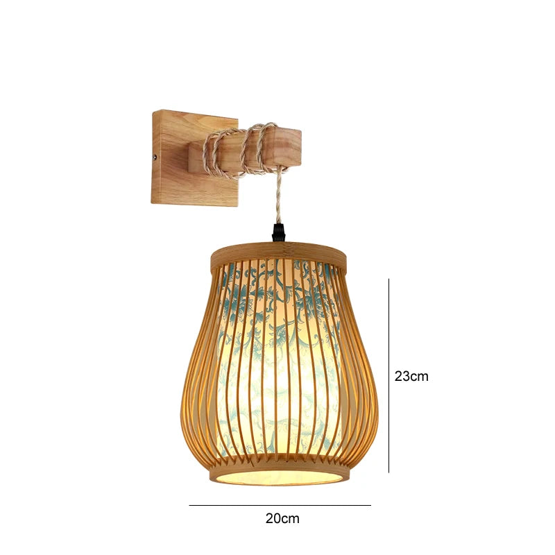 Handwoven Bamboo Rattan Pendant Light - Natural Wicker Ceiling Lamp