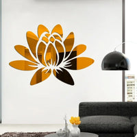 Lotus 3D Acrylic Mirror Wall Sticker - Reflective DIY Decor