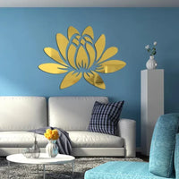 Lotus 3D Acrylic Mirror Wall Sticker - Reflective DIY Decor