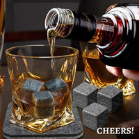 Reusable Whiskey Stones Set - 6-Piece Chilling Rocks with Pouch