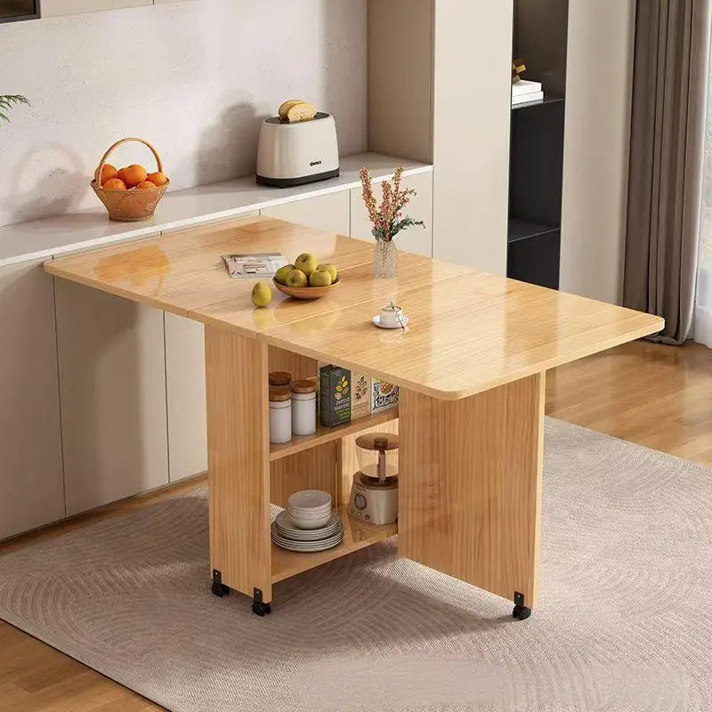 Solid Wood Folding Dining Table - Space-Saving Rectangular Table
