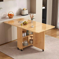 Solid Wood Folding Dining Table - Space-Saving Rectangular Table