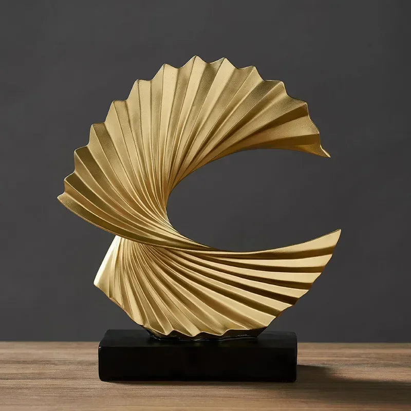 Modern Gold Resin Abstract Sculpture - Luxe Home and Office Accent