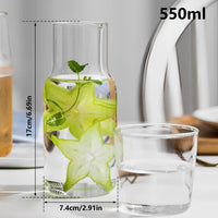 Glass Bedside Water Carafe Set - Elegant Bottle with Drinking Cup