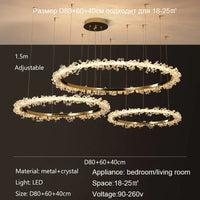 Dimmable Crystal Ring Chandelier - Modern LED Pendant Ceiling Light