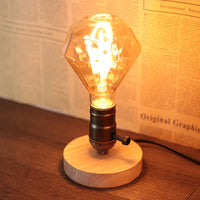 Vintage Wood Base Lamp Holder - E27 Edison Style Desk Light