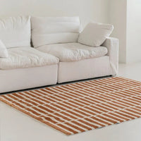 Plaid Plush Area Rug - Soft Minimalist Living Room Carpet