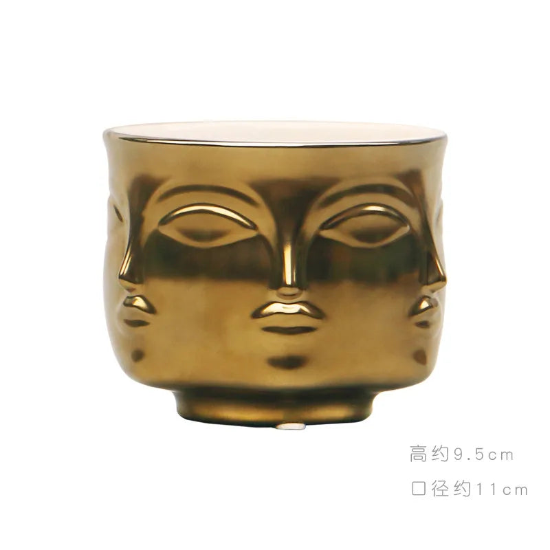 Nordic Face Ceramic Vase - Artistic White Decorative Accent