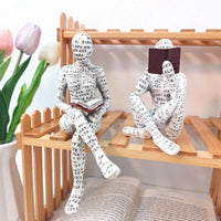 Reading Woman Thinker Statue - Nordic Resin Book Lover Decor
