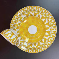 Geometric Bone China Dinner Plate Set - Elegant European Tableware