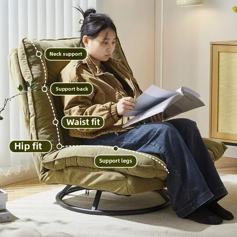 Swivel Leisure Sofa Chair - Rotating Fabric Lounge Seat
