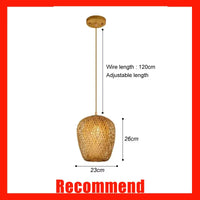 Handwoven Bamboo Rattan Pendant Light - Natural Wicker Ceiling Lamp