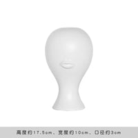 Nordic Face Ceramic Vase - Artistic White Decorative Accent