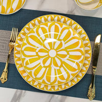 Geometric Bone China Dinner Plate Set - Elegant European Tableware