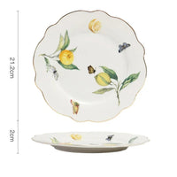 Lemon Pattern Ceramic Dinner Plate - Elegant European Tableware