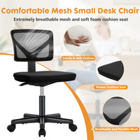 Armless Mesh Office Chair - Low-Back Swivel Seat with Lumbar Support
