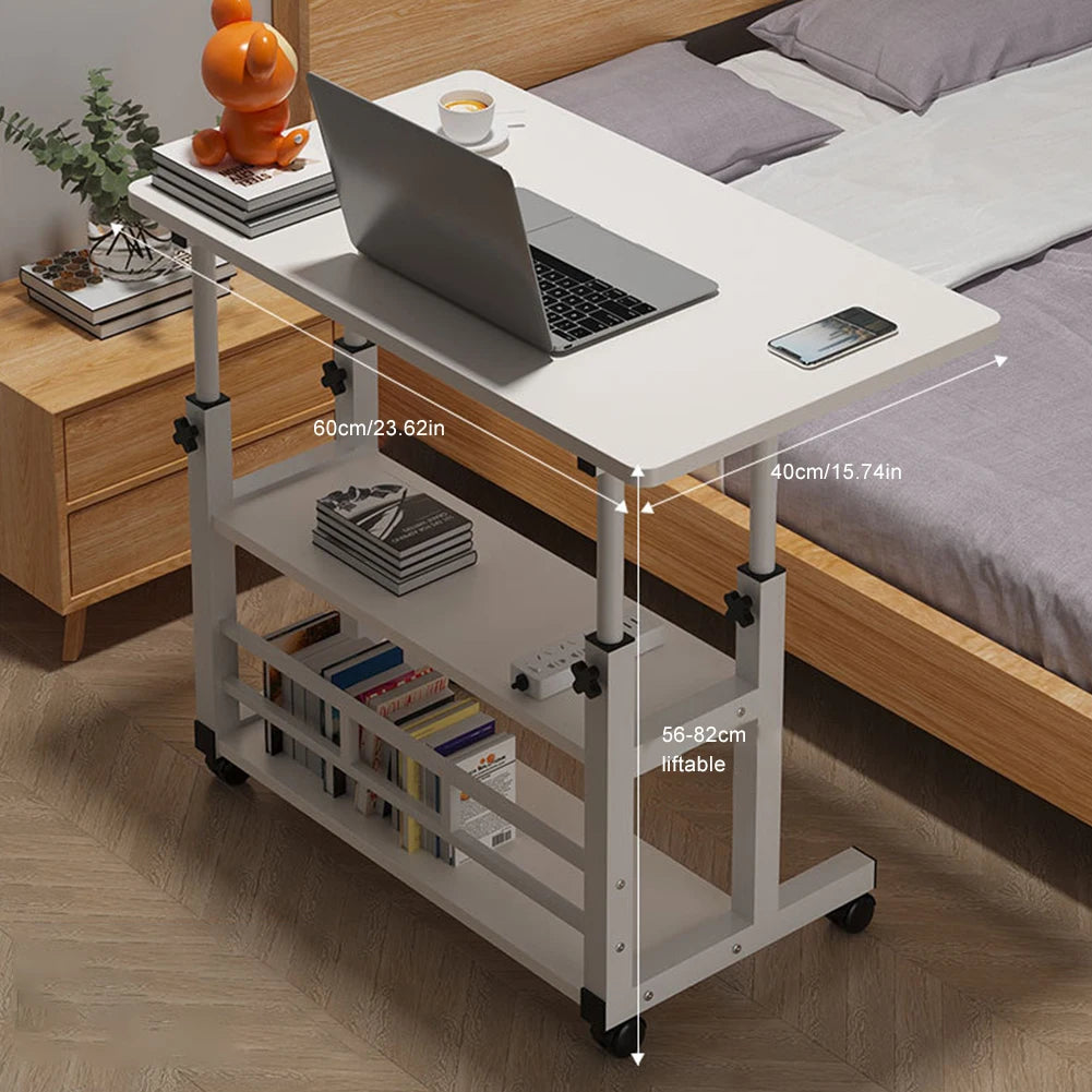 Height-Adjustable Rolling Desk - Mobile Computer Table 60x40cm