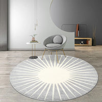 Modern Round Plush Area Rug - Soft Non-Slip Bedroom Carpet