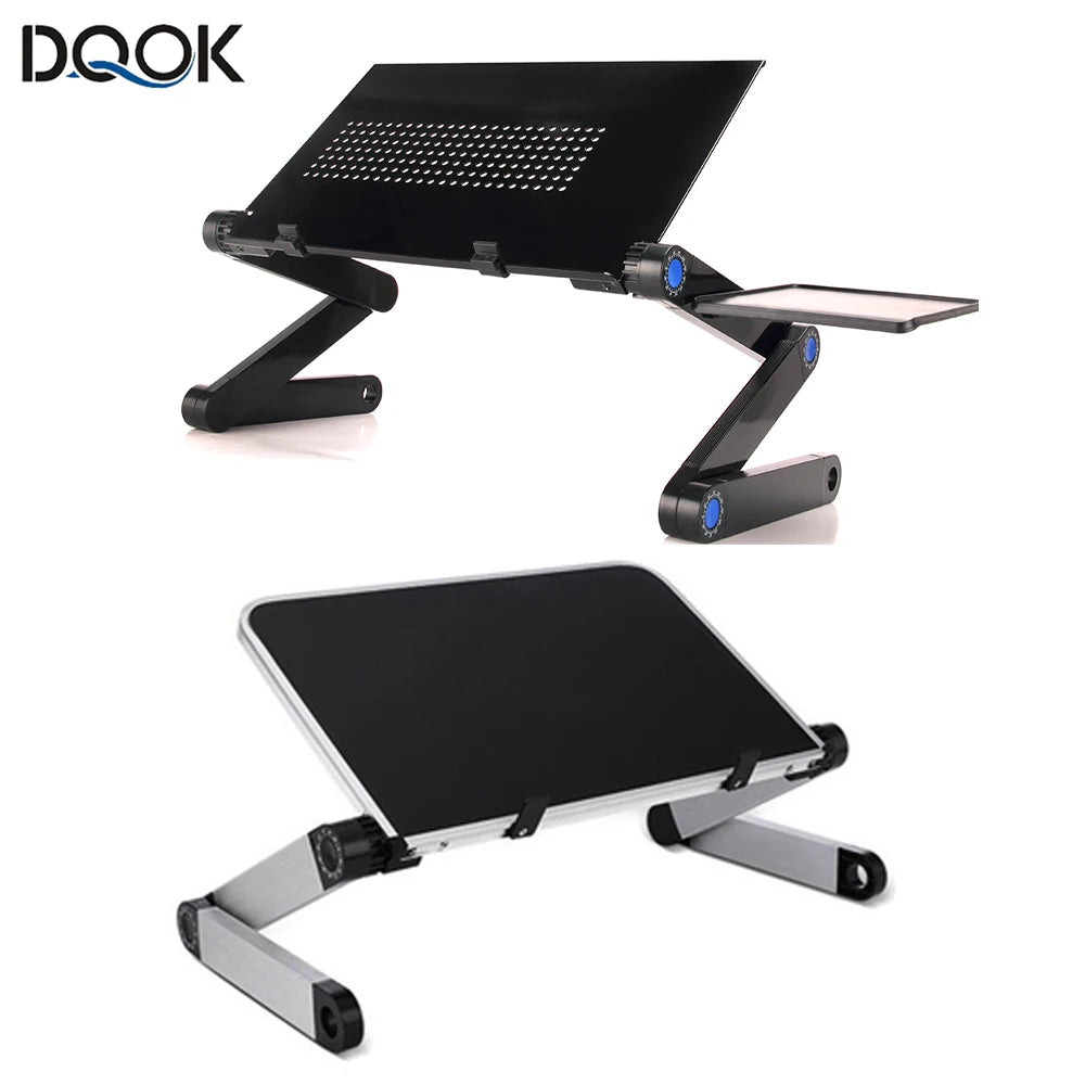 Adjustable Laptop Desk Stand - Portable Aluminum Lap Desk with Mouse Pad
