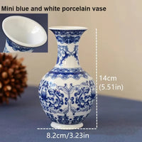 Blue and White Ceramic Flower Vase - Retro Wedding and Table Decor