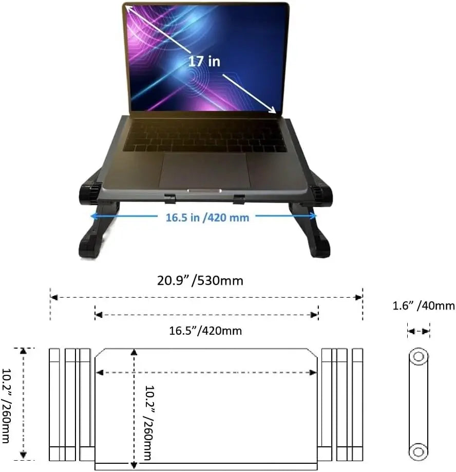 Adjustable Aluminum Laptop Stand Desk - Portable Lap Desk with Mouse Pad