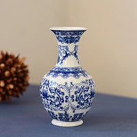 Blue and White Ceramic Flower Vase - Retro Wedding and Table Decor