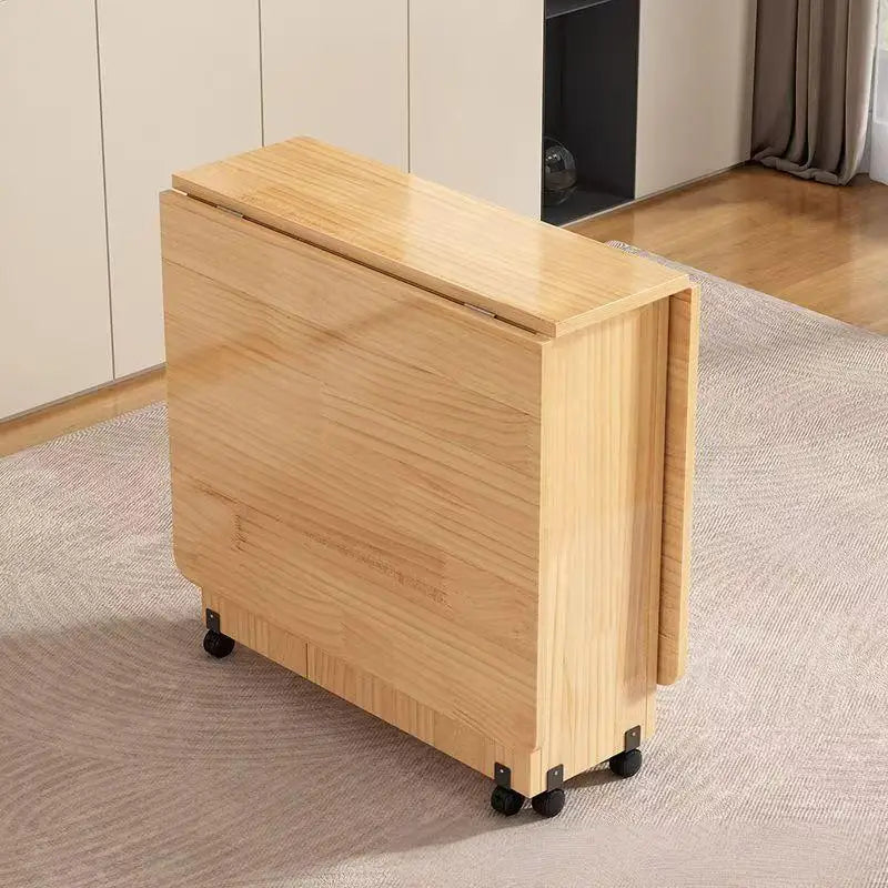 Solid Wood Folding Dining Table - Space-Saving Rectangular Table