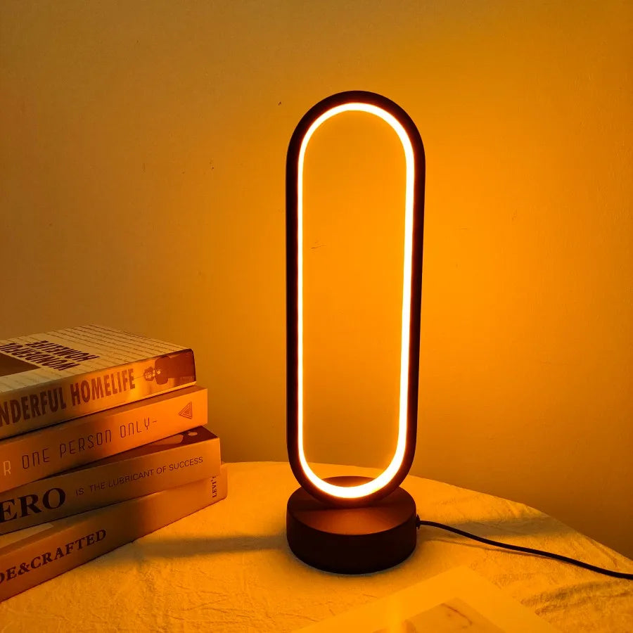 Modern Ring LED Bedside Lamp - 3 Color Dimming Night Light