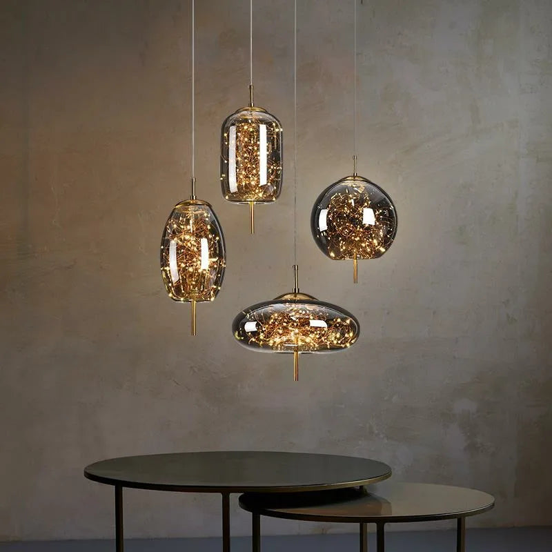 Luxury Glass Bedside Chandelier - Nordic Long-Line Pendant Light