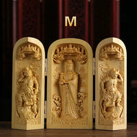 Hand-Carved Guanyin Buddha Statue - Boxwood Spiritual Home Decor