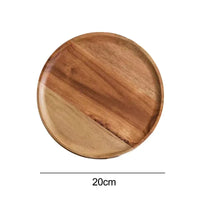 Wooden Round Serving Platter - Rustic Pizza and Dessert Tray