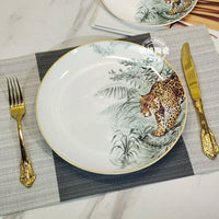 European Jungle Dinnerware Set - Ceramic Steak Plate and Coffee Cup Collection