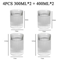 Japanese Vertical Pattern Glass Cup - Handmade Wine & Coffee Drinkware