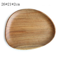 Walnut & Acacia Wooden Serving Plate - Irregular Oval Dinner Tray