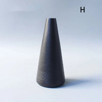 Minimalist Black Ceramic Bud Vase - Japanese Inspired Decor