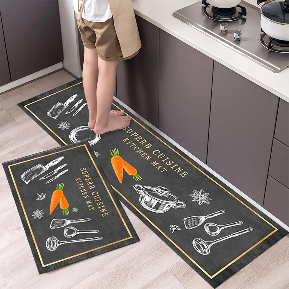 Soft Washable Kitchen Runner Rug - Anti-Slip Hallway and Entry Mat