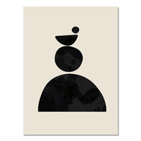 Abstract Boho Geometric Canvas Wall Art - Black and Beige Line Print