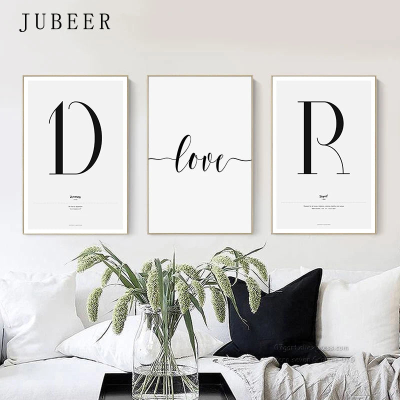 Simple Love Quote Canvas Wall Art - Nordic Couples Decor Print